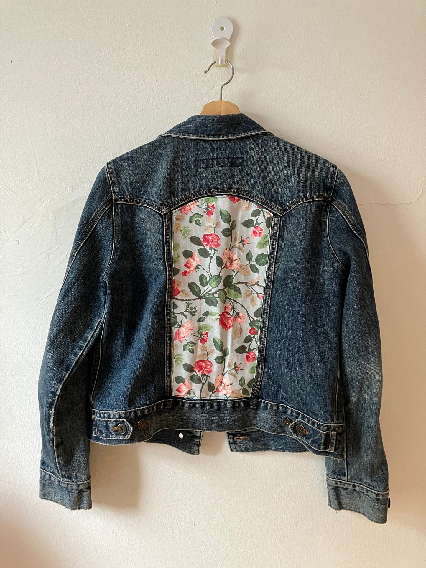 floral back denim jacket
