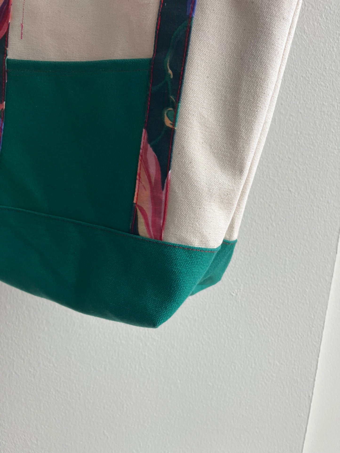 cream canvas floral tote