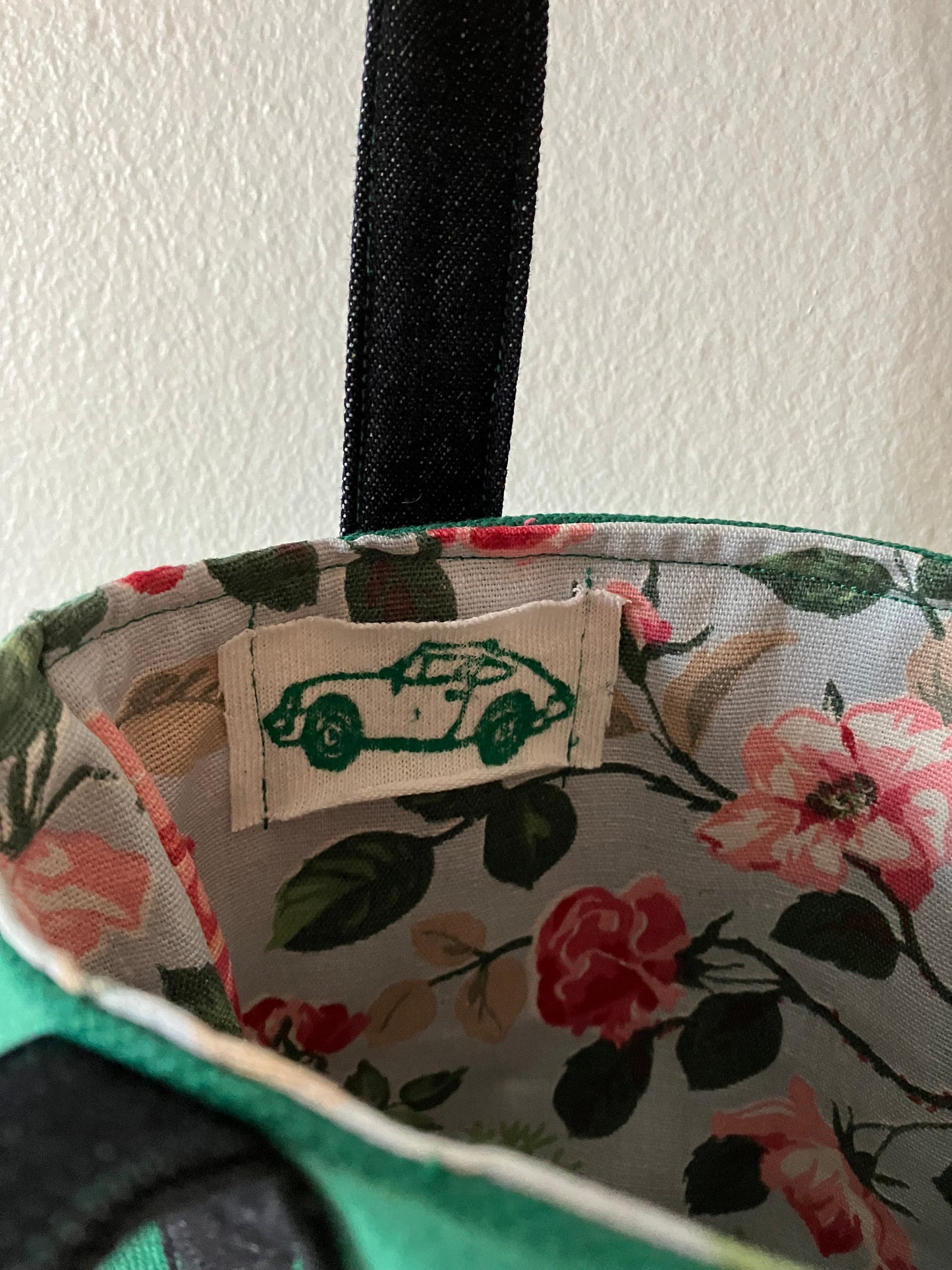 green check mini tote