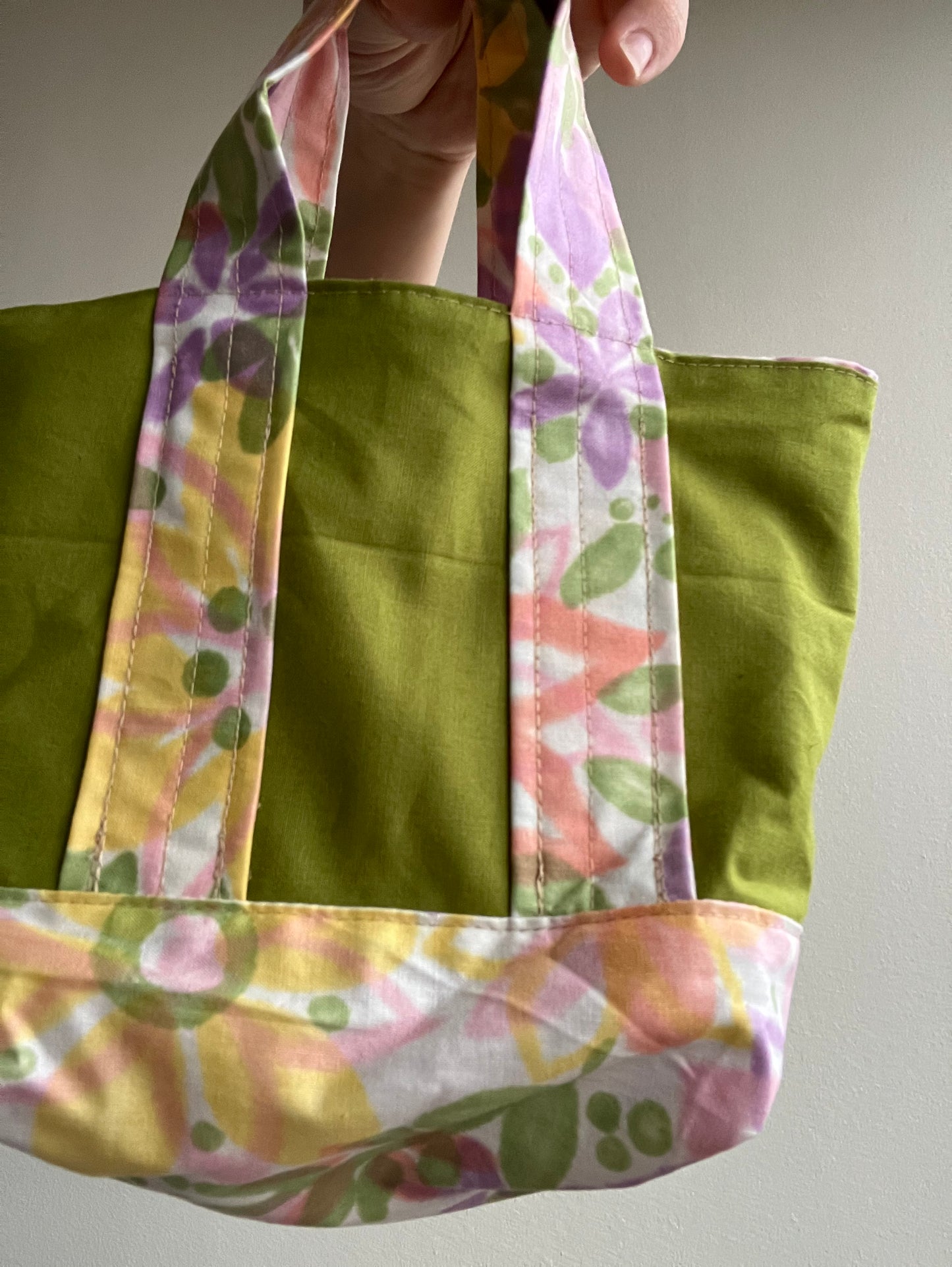 green floral mini tote