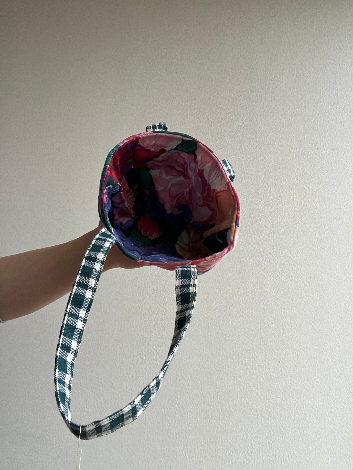floral check mini tote