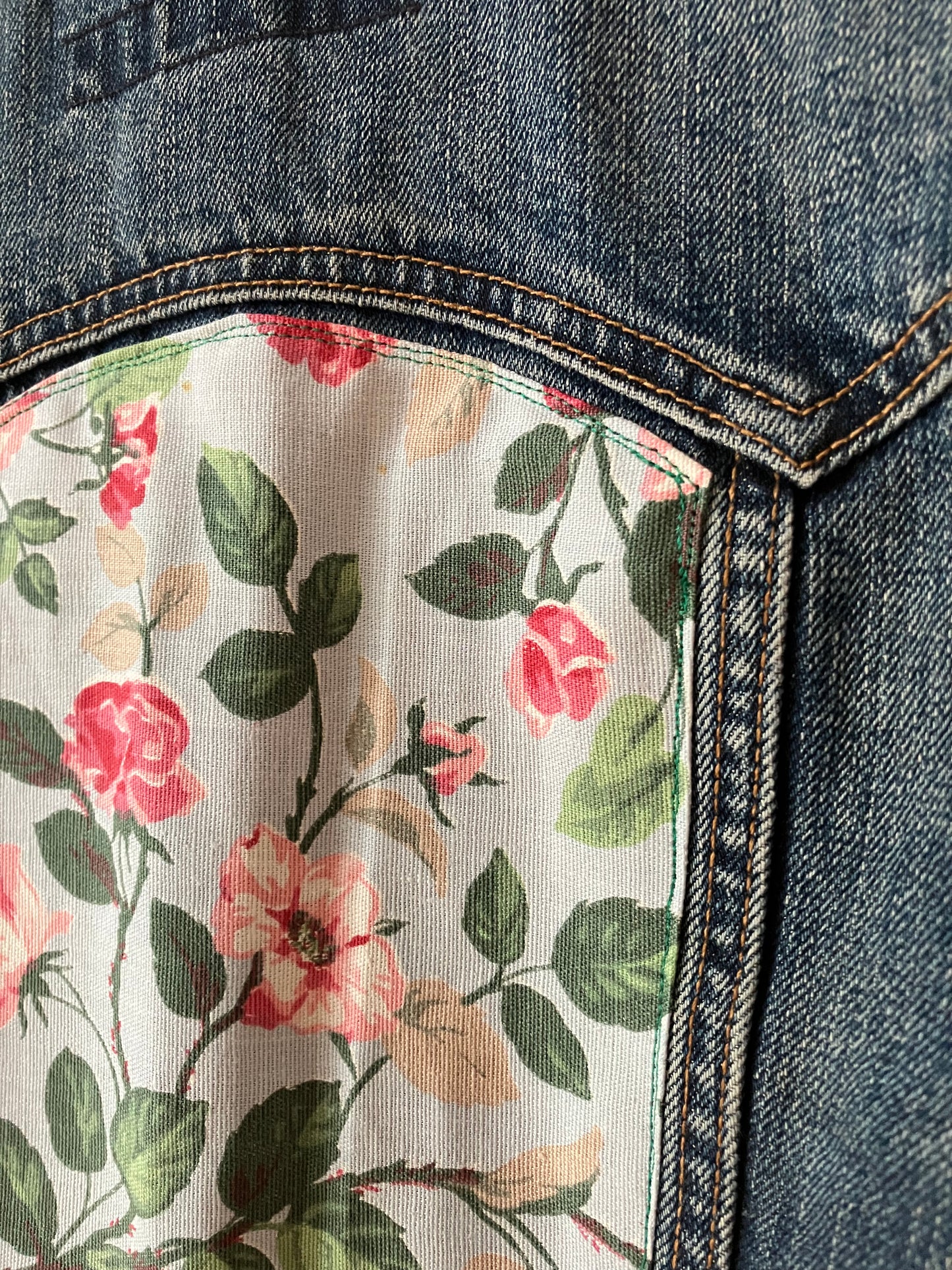 floral back denim jacket