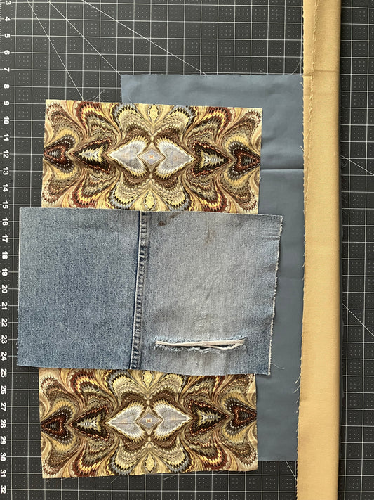 medium tote / psychedelic tan & denim