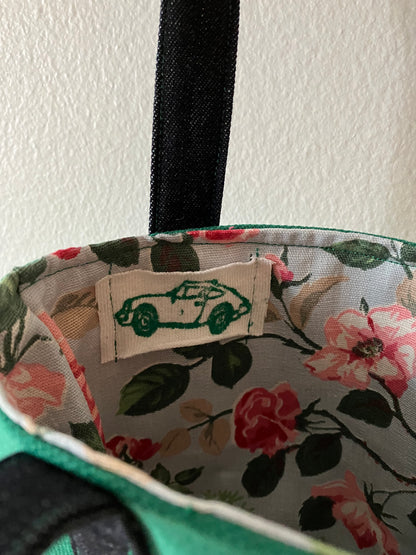 green check mini tote
