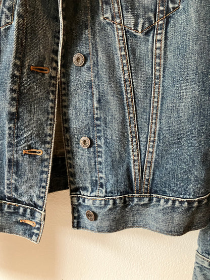 floral back denim jacket