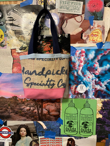 pink & blue coffee mini tote