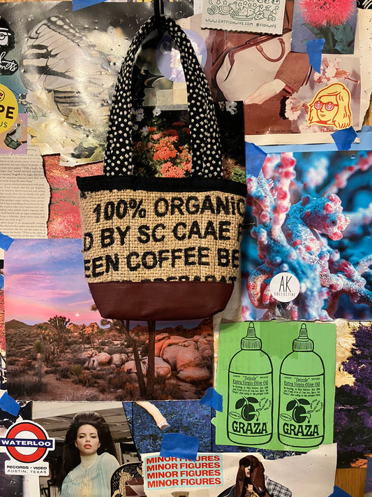 black & burgundy coffee mini tote
