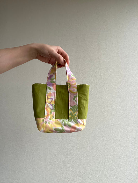 green floral mini tote