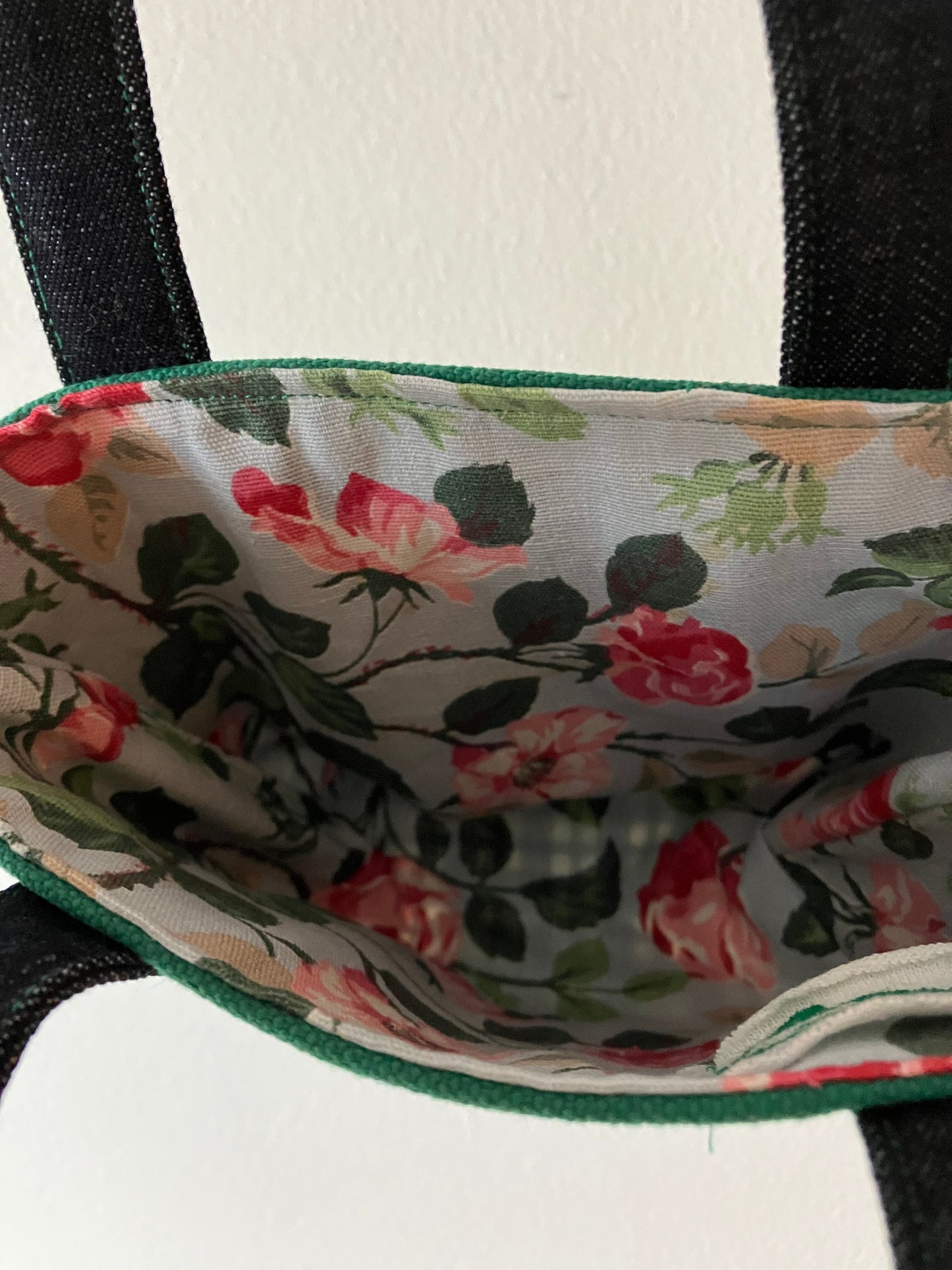 green check mini tote