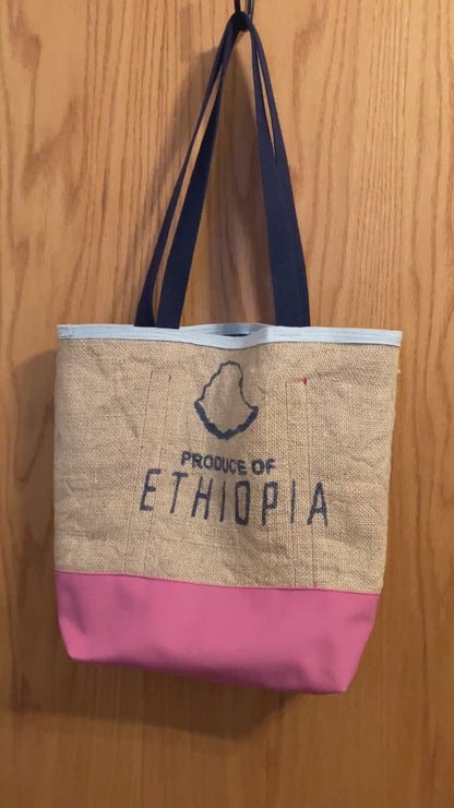 pink & blue coffee tote