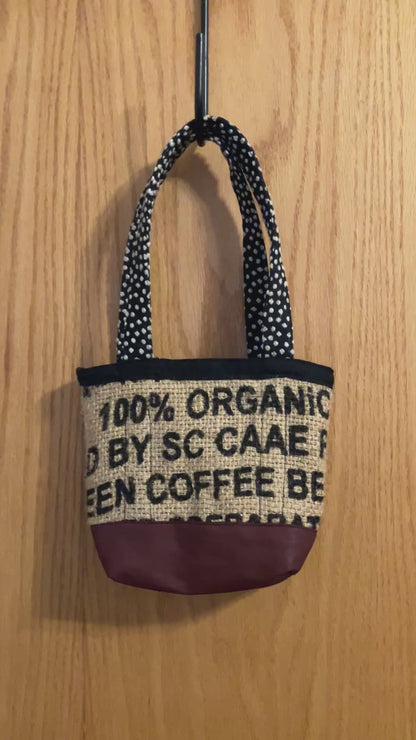 black & burgundy coffee mini tote